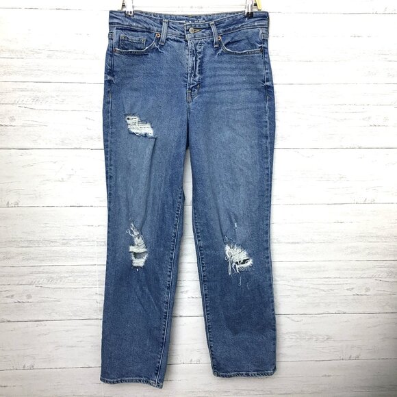Old Navy Jeans OG Loose High Rise Distressed Stretch Size 10 length 31" - Picture 1 of 8